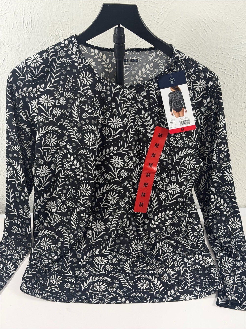Lands’ End UPF 50 Floral Swim Tee Rash Guard NWT Size M